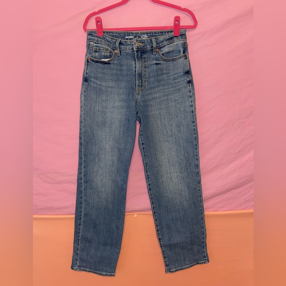 Old Navy size 10 High Rise OG Loose Blue Jeans!